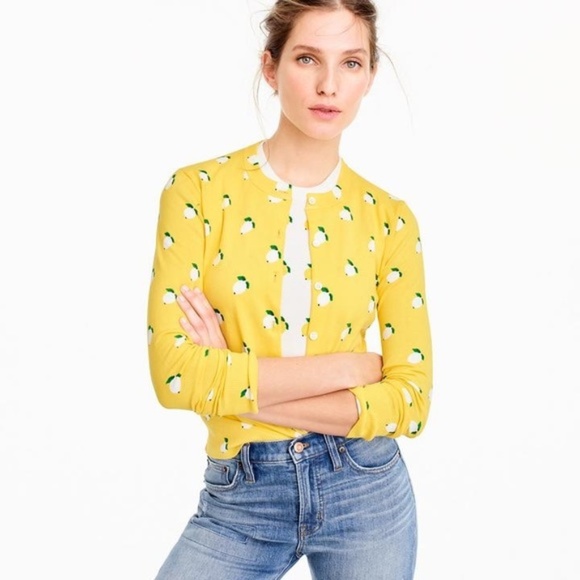 J. Crew Sweaters - J Crew G3947 Yellow Lemon Jackie Cardigan Sz Small